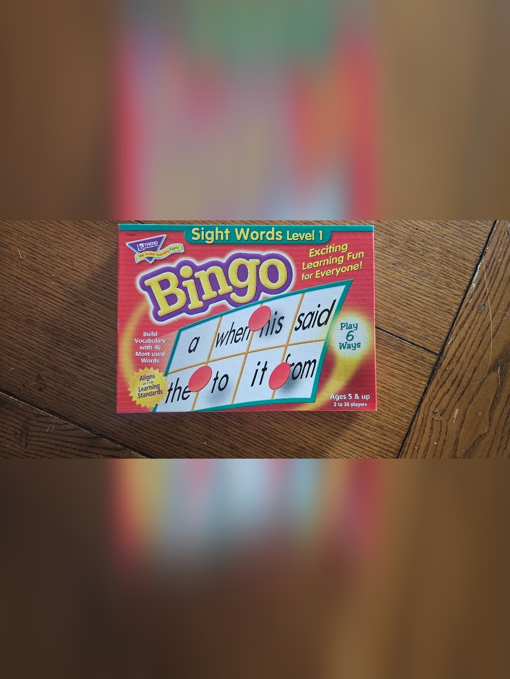 Bingo Sight Words Level 1 Educational Game - Red